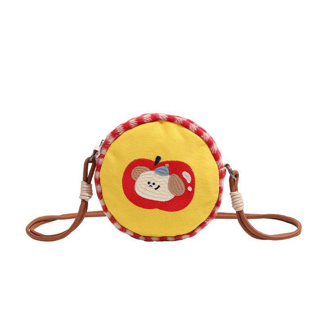 Toddler purse, cute shopping crossbody bag, mini round cake bag girl, cartoon embroidery small crossbody bag, travel change bag girl - Dashing Nova