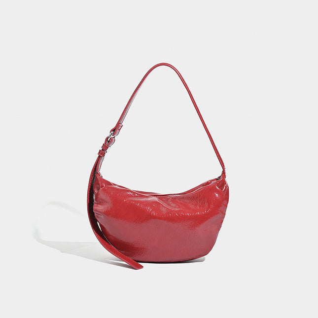 Retro red women's bag, pleated oval casual bag, shoulder bag, shoulder bag, hobo bag for women - Dashing Nova