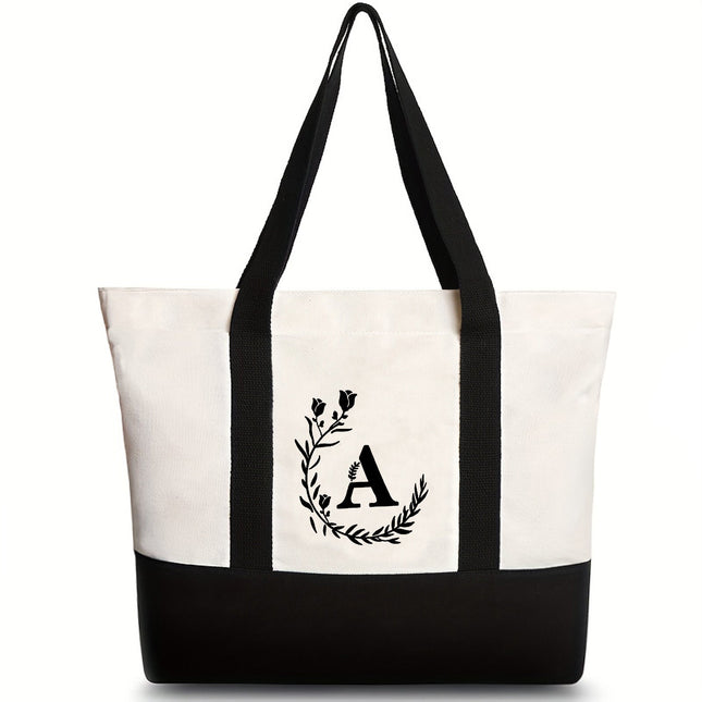 Canvas shoulder bag, large capacity letter print tote bag, women's fashion lightweight portable gift bag - Dashing Nova