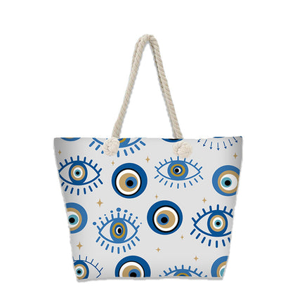 Evil Eye Beach Bag – Portable Travel Handheld Tote, Casual Shoulder Purse, Large Vacation Shopper