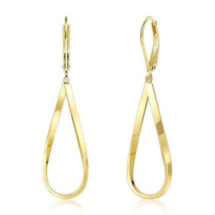 Gold Earrings for Women Hypoallergenic Leverback Drop Dangle Earrings Trendy 14K Gold Plated Twisted Spiral Teardrop Rhombus Heart Dangle Earring for Women Dainty Fashion Jewelry Gifts