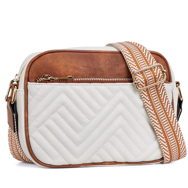 Vintage popular embroidered grid small women crossbody bag,Small Crossbody Purse for Women Triple Zip, Dashing Nova