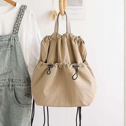 Casual Versatile Drawstring Bucket Bag for Female - Textured Nylon Backpack, Lightweight & Portable Travel Companion (Copy)