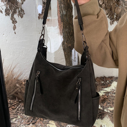 Vintage large capacity hobo bag for women, women's fashion tote bag, textured portable commuter bag