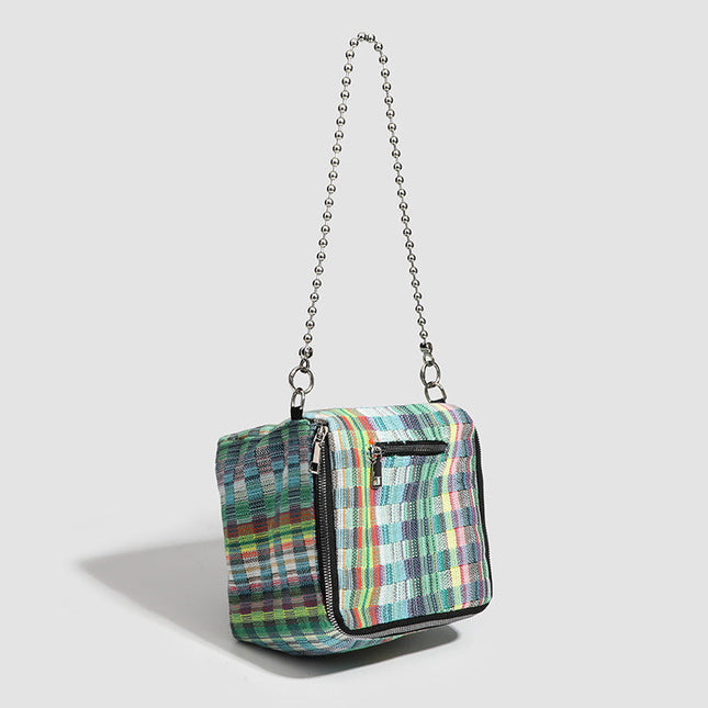 Versatile Plaid Chain Bag, Women's Fashion Shoulder Handbag, Casual Crossbody Bag, Small Square Bag - Dashing Nova