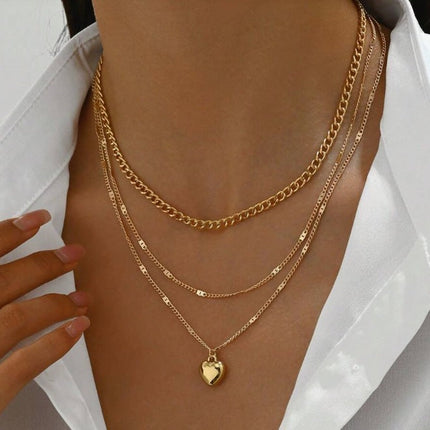 Gold Plated Layering Necklace Set for Women - 5-Piece Cuban, Snake, Paperclip, Rope & Twist Chain Collection