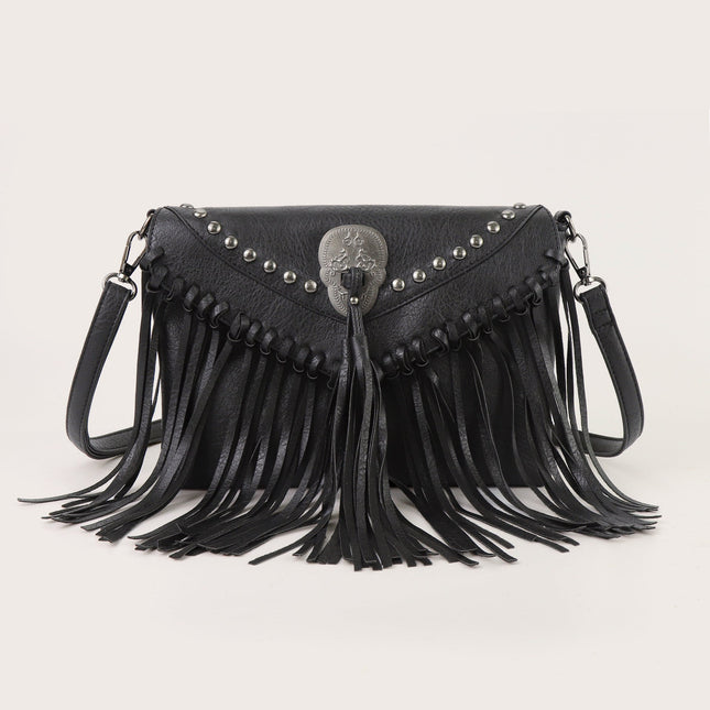 stylish envelope bag, skull fringed bag, women's rivet shoulder crossbody bag - Dashing Nova