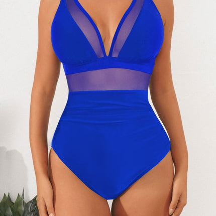 2026 Bikini solid color mesh halter sexy bikini one-piece swimsuit swimsuit