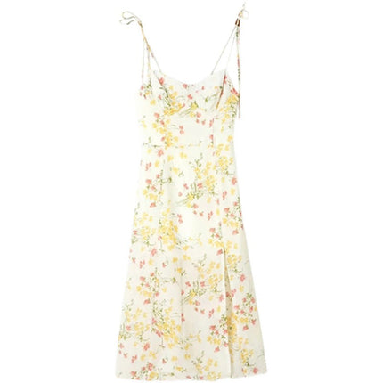 Women's Sexy Tube Top Dress - Sleeveless Sling Dress with Side Split & Shoulder Strap Print Design