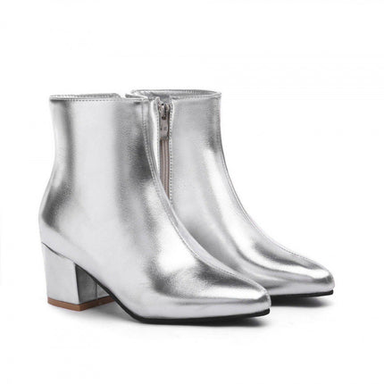 Chunky Heel Ankle Boots with Zipper