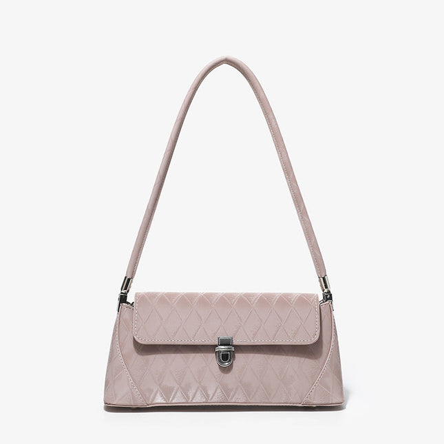 Small shoulder purse, pink baguette armpit bag, versatile diamond tote bag, simple shoulder bag - Dashing Nova