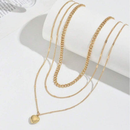 Gold Plated Layering Necklace Set for Women - 5-Piece Cuban, Snake, Paperclip, Rope & Twist Chain Collection