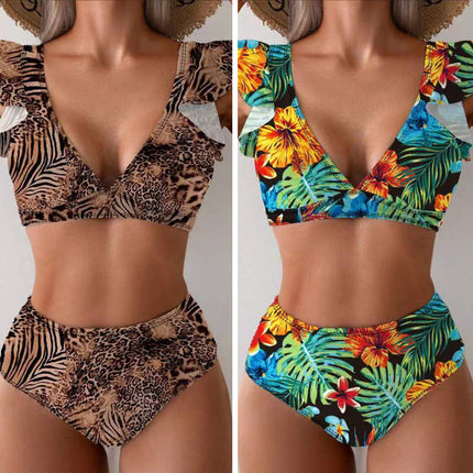 Women's Printed High Waist Bikini Two Piece Sexy Separate Swimwear