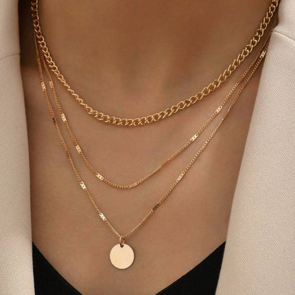 Gold Plated Layering Necklace Set for Women - 5-Piece Cuban, Snake, Paperclip, Rope & Twist Chain Collection