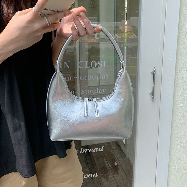Silver mini hobo shoulder bag, small shoulder purse, women's summer shoulder bag, small hobo handbag - Dashing Nova