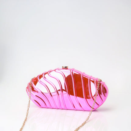 Acrylic Striped Minimalist Chain Banquet Bag, Evening Purse, Evening Bags for Women Formal