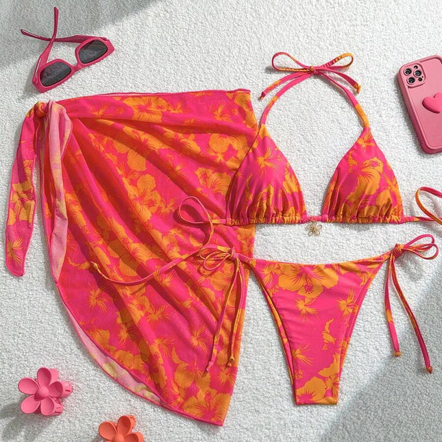 Sexy Bikini Three Piece Swimsuit with and Apron Split Body Design Suitable for Hot Spring Use