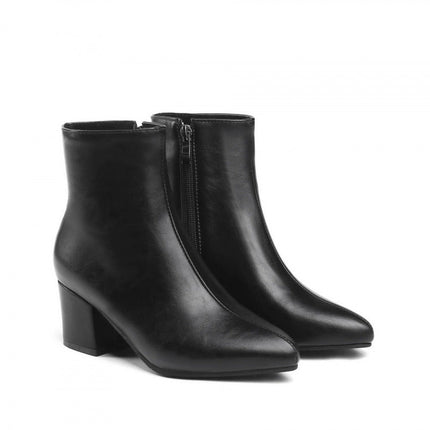 Chunky Heel Ankle Boots with Zipper