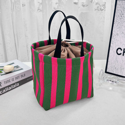 Drawstring Striped Knit Tote – Custom Fashion Large Travel Bag, Premium Camping Shoulder Purse
