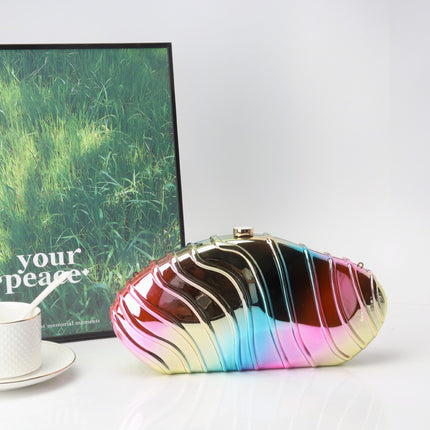 Acrylic Striped Minimalist Chain Banquet Bag, Evening Purse, Evening Bags for Women Formal