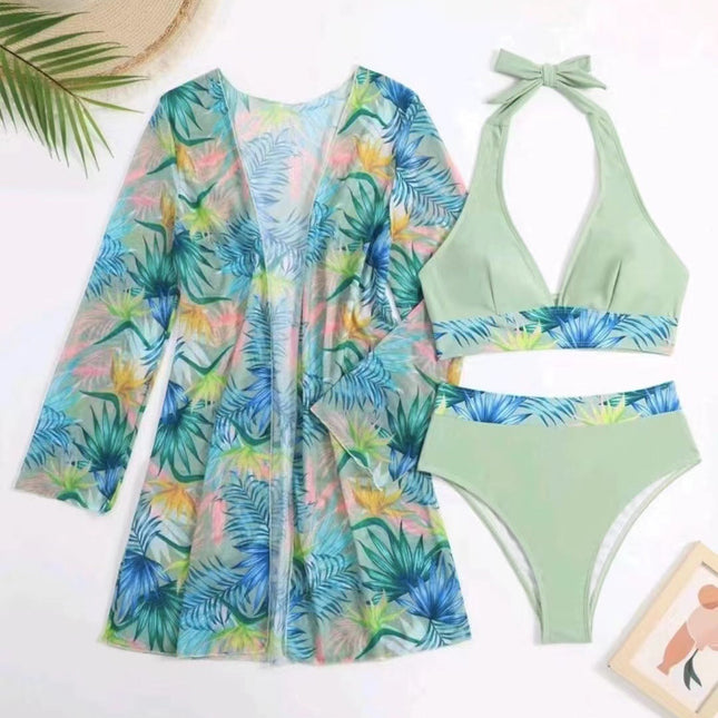 Women's 3 Piece Swimsuit Set High Waist Bikini Sexy Split Bathing Suit