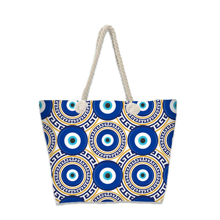Evil Eye Beach Bag – Portable Travel Handheld Tote, Casual Shoulder Purse, Large Vacation Shopper