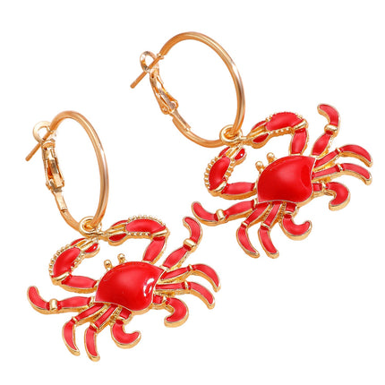 Beach Ocean Vacation Style Exaggerated Alloy Lobster Crab Pendant Earrings