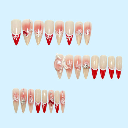 Christmas French tips autumn and winter white handmade wear nail cat eye manicure wear nail pure desire advanced sense fake nail patch