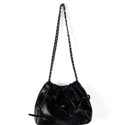 Commuter versatile chain bag, bow soft leather crossbody bag women, spring fashion shoulder crossbody bag