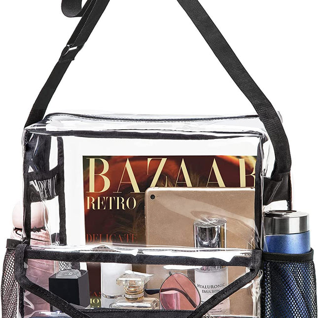 PVC transparent messenger bag, adjustable for travel sports events music venue, transparent shoulder bag large with compartments hobo - Dashing Nova