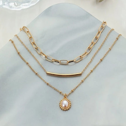 Gold Plated Layering Necklace Set for Women - 5-Piece Cuban, Snake, Paperclip, Rope & Twist Chain Collection