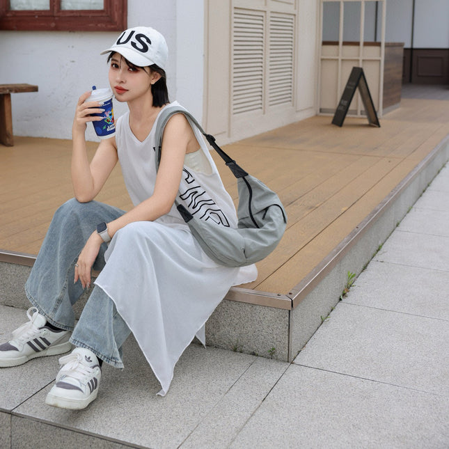 Casual Versatile Crossbody Canvas Bag, Wide Shoulder Strap Single Shoulder Messenger Bag, Dumpling Bag Simple Style Unisex, Moon Bag, Light Space Cloth Bag - Dashing Nova