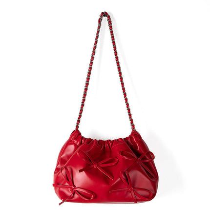 Commuter versatile chain bag, bow soft leather crossbody bag women, spring fashion shoulder crossbody bag