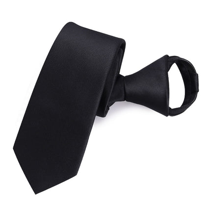 Mens Zipper Necktie Pre-tied Clip-On Tie Business Wedding Striped Necktie