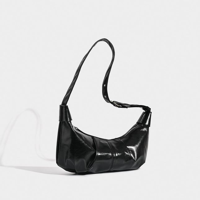Versatile black shoulder bag, vintage pleated shoulder bag, crossbody hobo bag - Dashing Nova