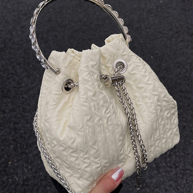 Rhinestone chain handbag women, fashion drawstring bucket bag evening clutch purse party Prom bag Party purse Prom bags clutches - Dashing Nova