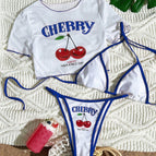 White with blue edges / L