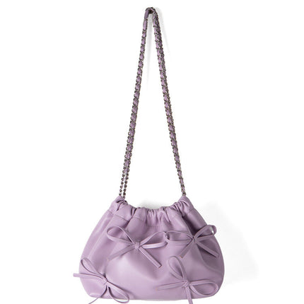 Commuter versatile chain bag, bow soft leather crossbody bag women, spring fashion shoulder crossbody bag