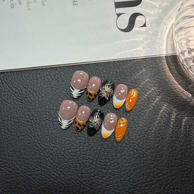 [Beach Waves] Wholesale of hand-painted three-dimensional carved fake nails