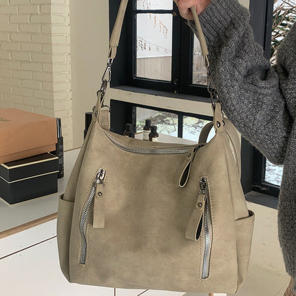 Vintage large capacity hobo bag for women, women's fashion tote bag, textured portable commuter bag