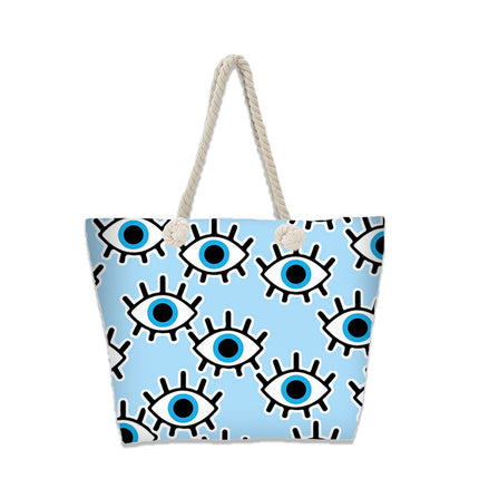 Evil Eye Beach Bag – Portable Travel Handheld Tote, Casual Shoulder Purse, Large Vacation Shopper