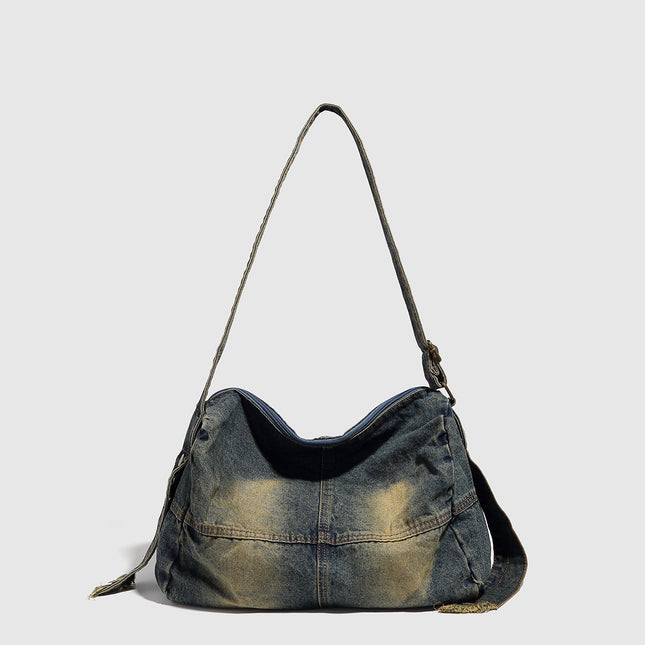 Washed old denim hobo bag, large capacity hobo shoulder bag, sweet cool babes shoulder Retro denim shoulder bag - Dashing Nova