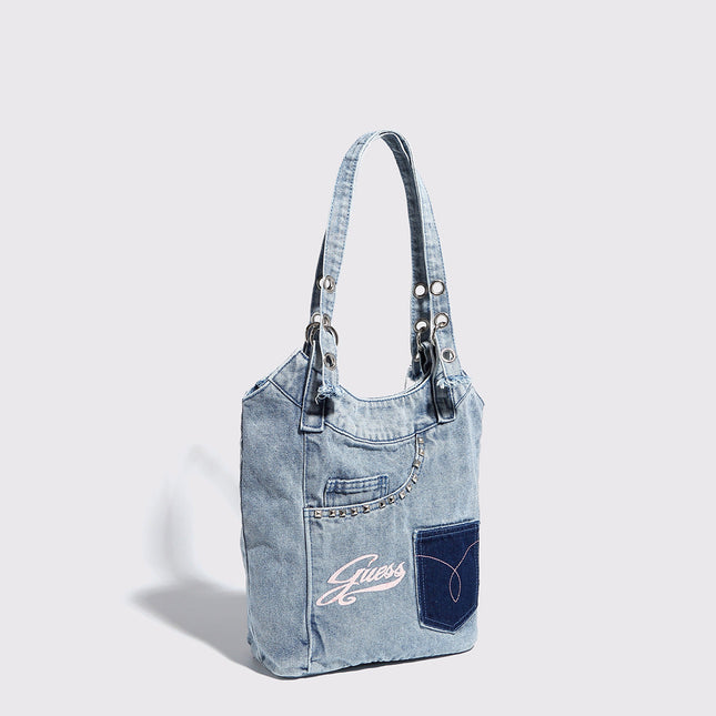 Washed denim shoulder bag, Spice girl sweet cool retro hobo bag, fashionable splicing shoulder bag, versatile hobo women's bag - Dashing Nova