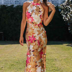 Warm red neck dress / S
