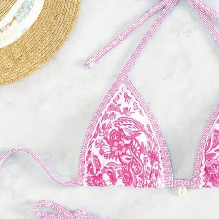 Printed Two-Piece Bikini Set with Adjustable Straps Women's Swimsuit