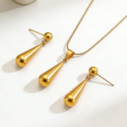Fashion Luxury Minimalist Stainless Steel Water Drop Pendant Necklace Women Dainty Clavicle Chain