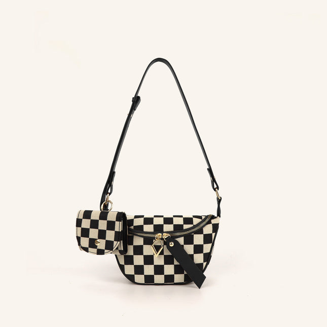 Small Crossbody Versatile Checkerboard Chest Bag – Fashion Plaid Waist Bag, Stylish Messenger Bag & Fanny Pack for Everyday Use - Dashing Nova