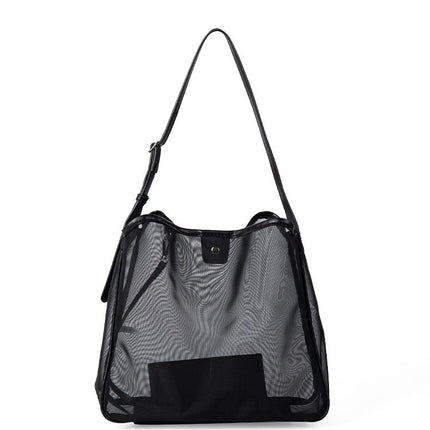 Mesh commuter tote bag, large capacity stylish hobo bag, fashionable versatile shoulder bag