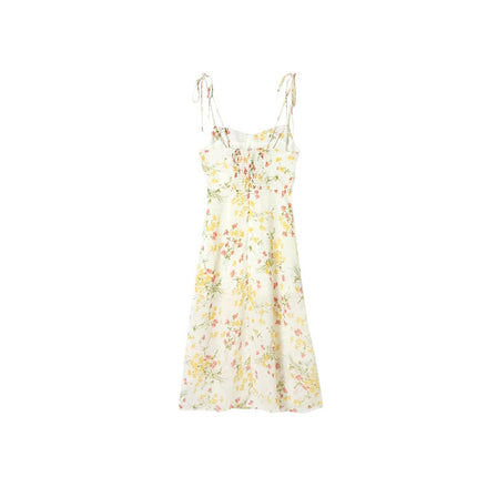 Women's Sexy Tube Top Dress - Sleeveless Sling Dress with Side Split & Shoulder Strap Print Design