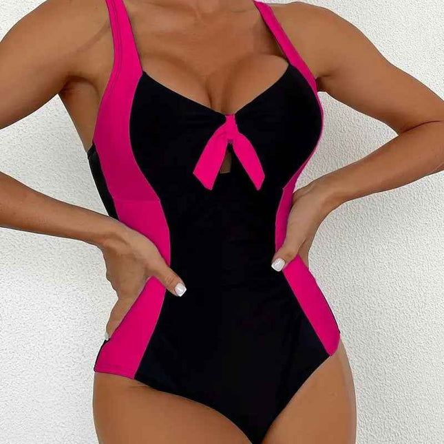 Women's Sling Slimming Color Block One-Piece Swimsuit Slim Bikini Swimwear